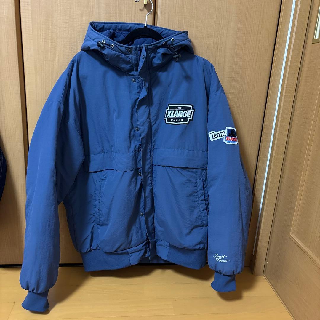 XLARGE ネイビー ダウンジャケット フード - メルカリ