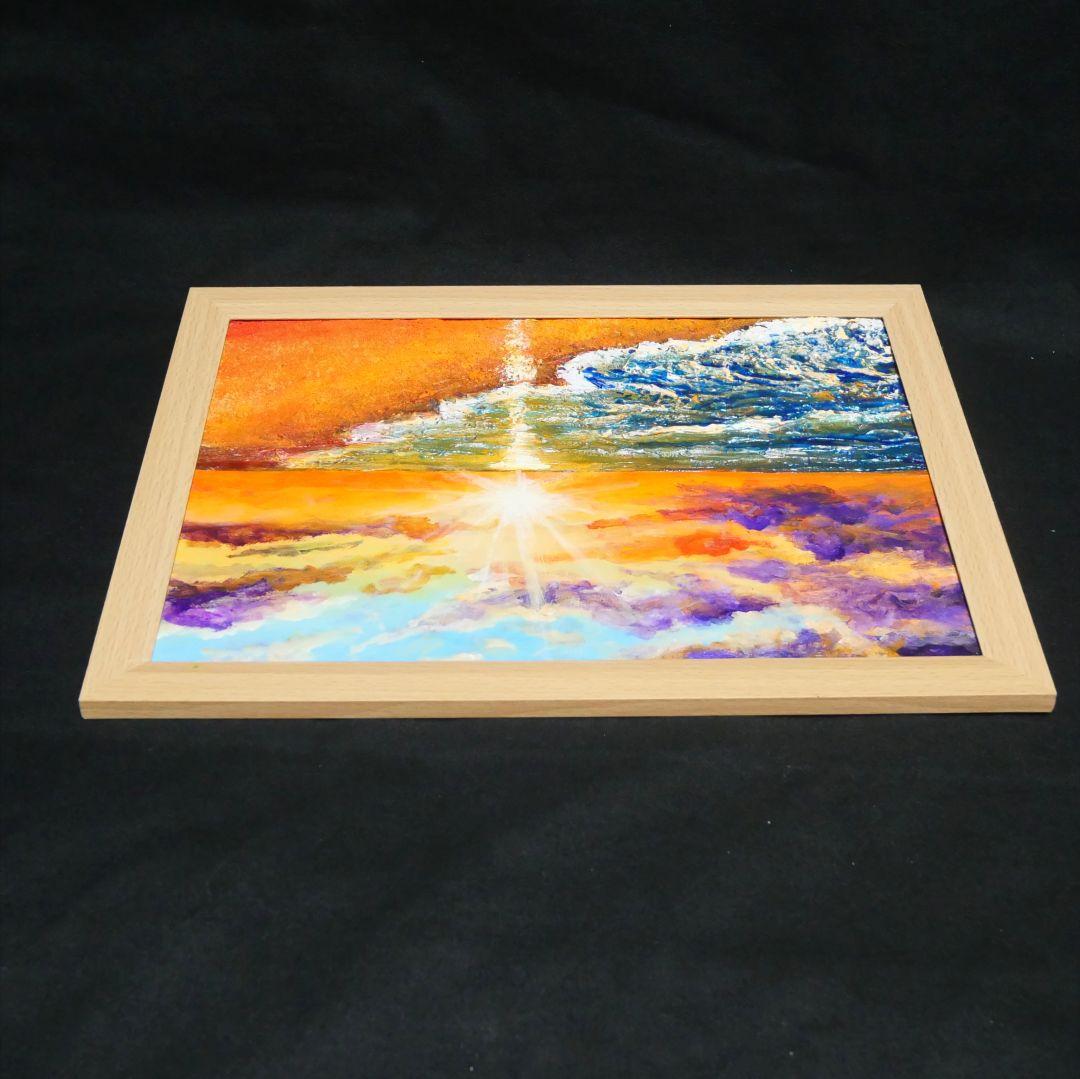 油絵 油彩 油彩画 絵 絵画 【夕陽に染まる海】A4 - メルカリ