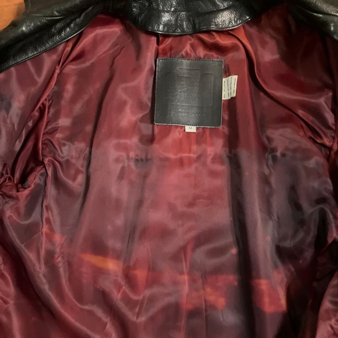 COACH ブラックレザー コート L 牛革