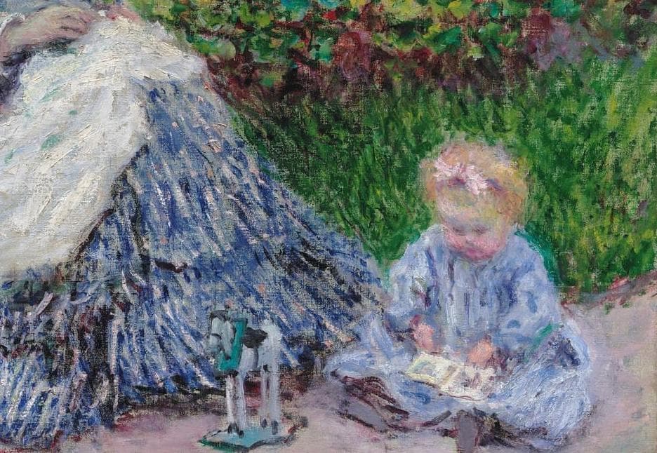 クロード・モネ 『庭のカミーユ モネと子供』 1875年 33×28 複製画