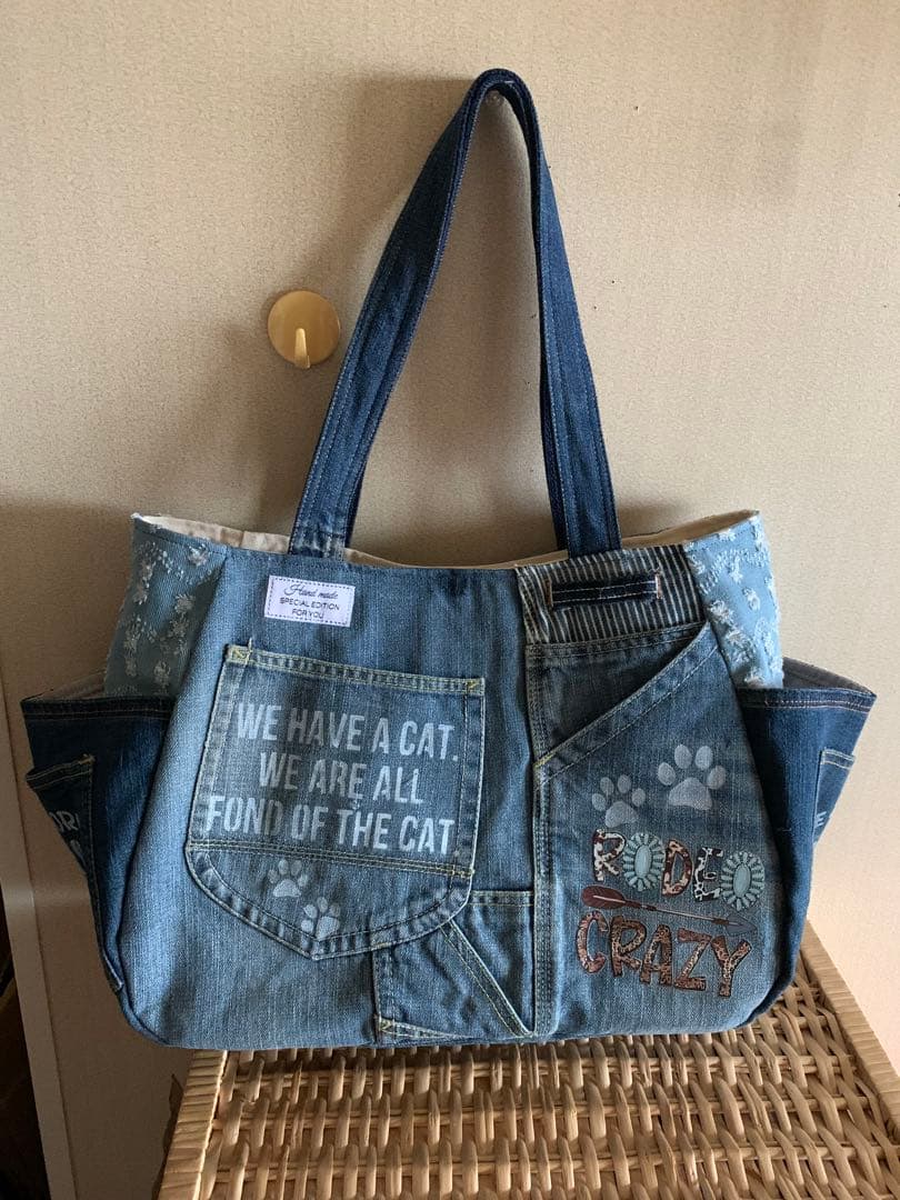 《さよちゃん》【まんまるトートバッグ(L)×3点】デニムリメイク