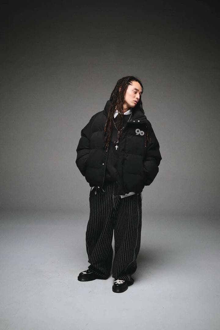 9090 90 Logo Rich Puffer Jacket Black M