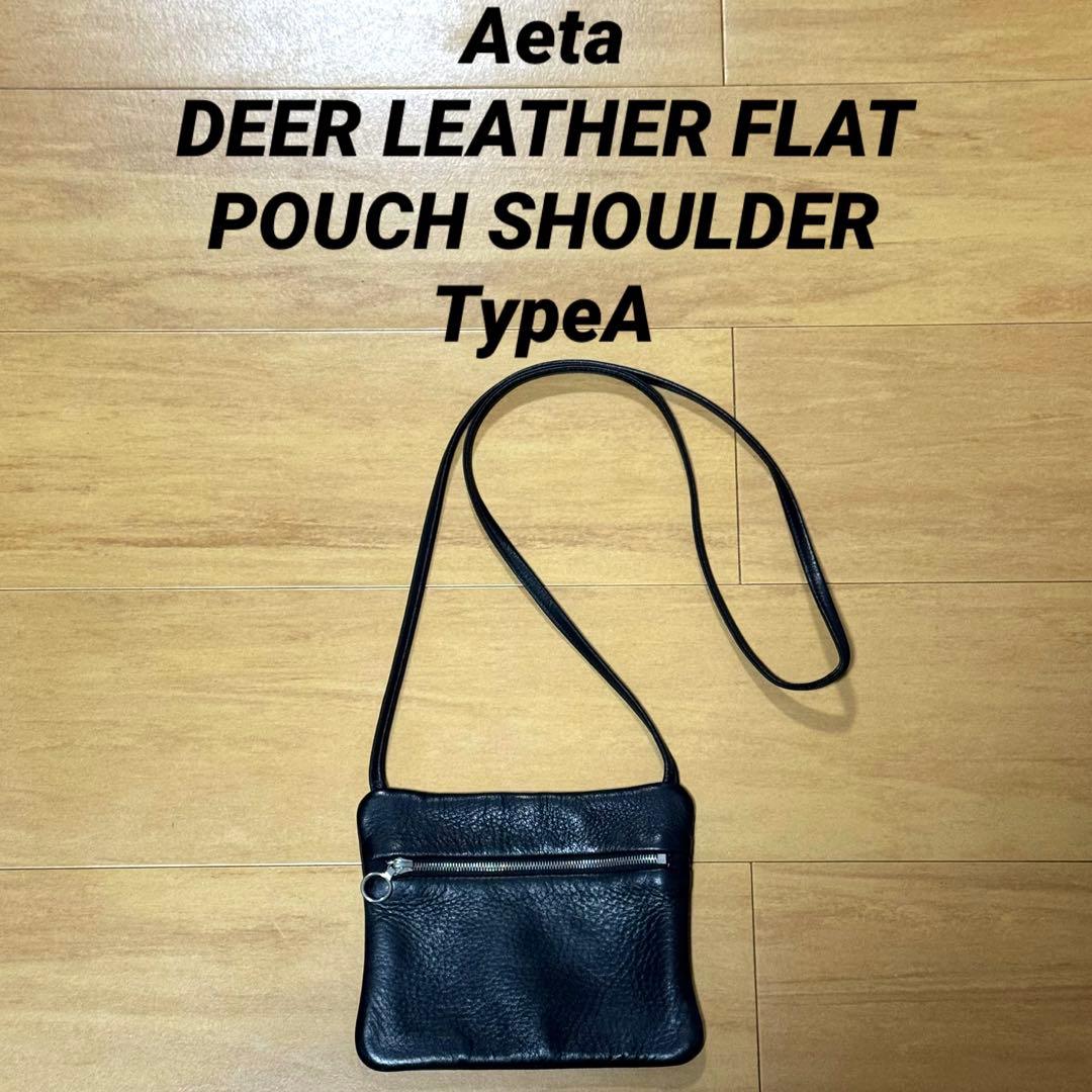 Aeta ディアレザー フラットポーチ ショルダー TypeA ブラック Aeta アエタ ディアレザー ショルダー ポーチ “SHOULDER POUCH” da05
