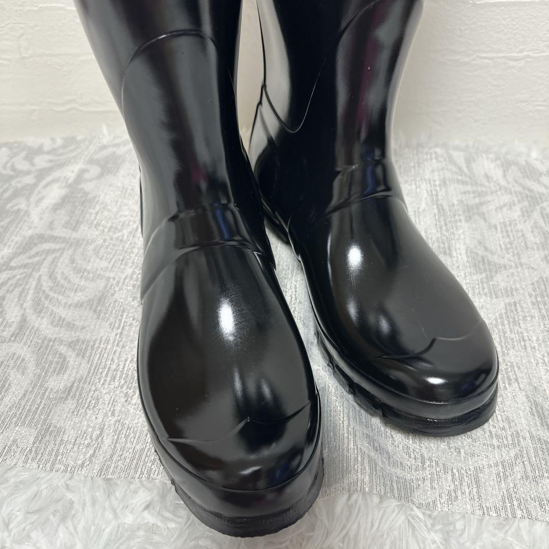 ✳️ HUNTER ハンター ブラック　エナメル　ロングブーツ 24.5cm