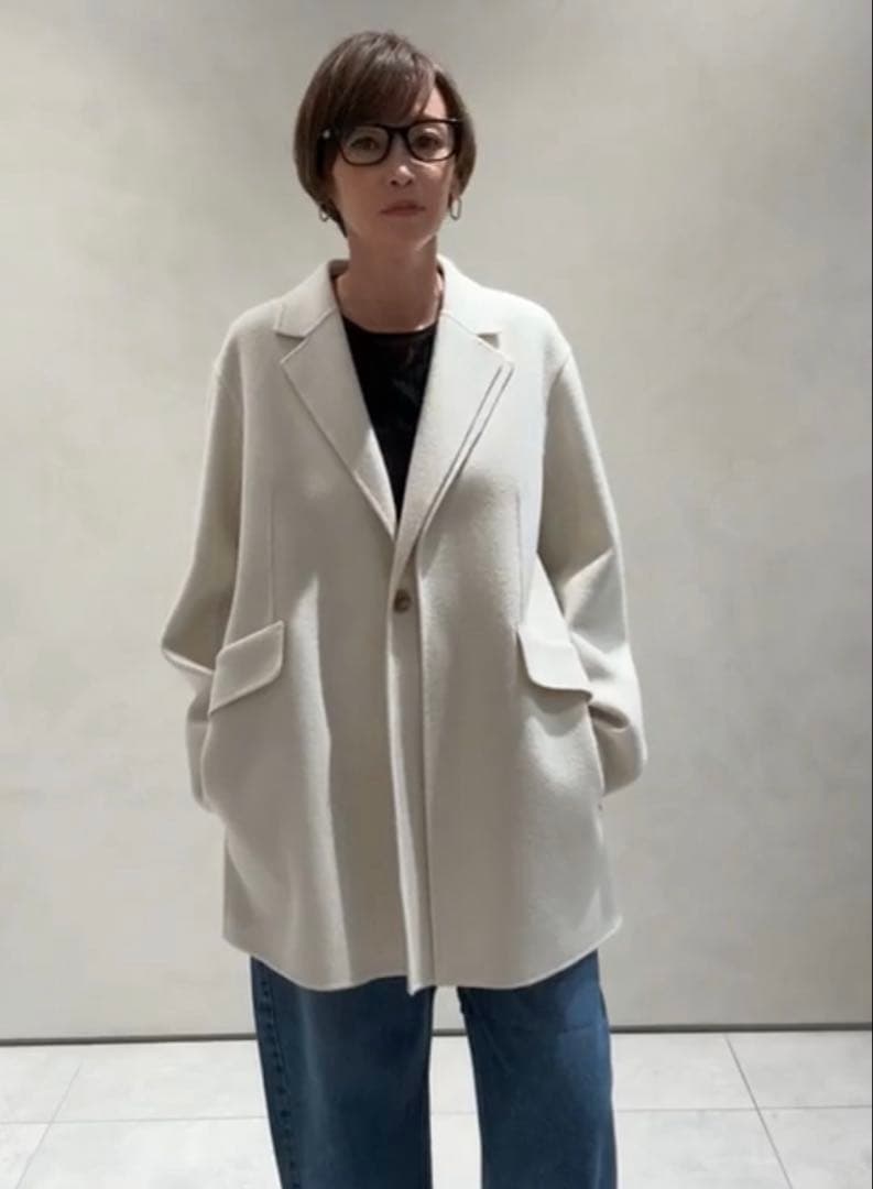 週末限定＜conte＞ ダブルラペル リバーコート 辺見えみり - メルカリ