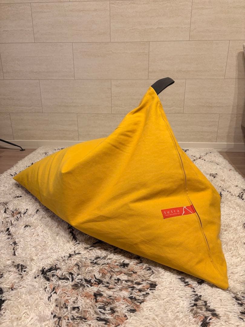 テトラ　tetraビーズクッション　レギュラーサイズ 8号帆布　やまぶき色 tetra 8号帆布 ビーズクッション テトラ 【レギュラーサイズ