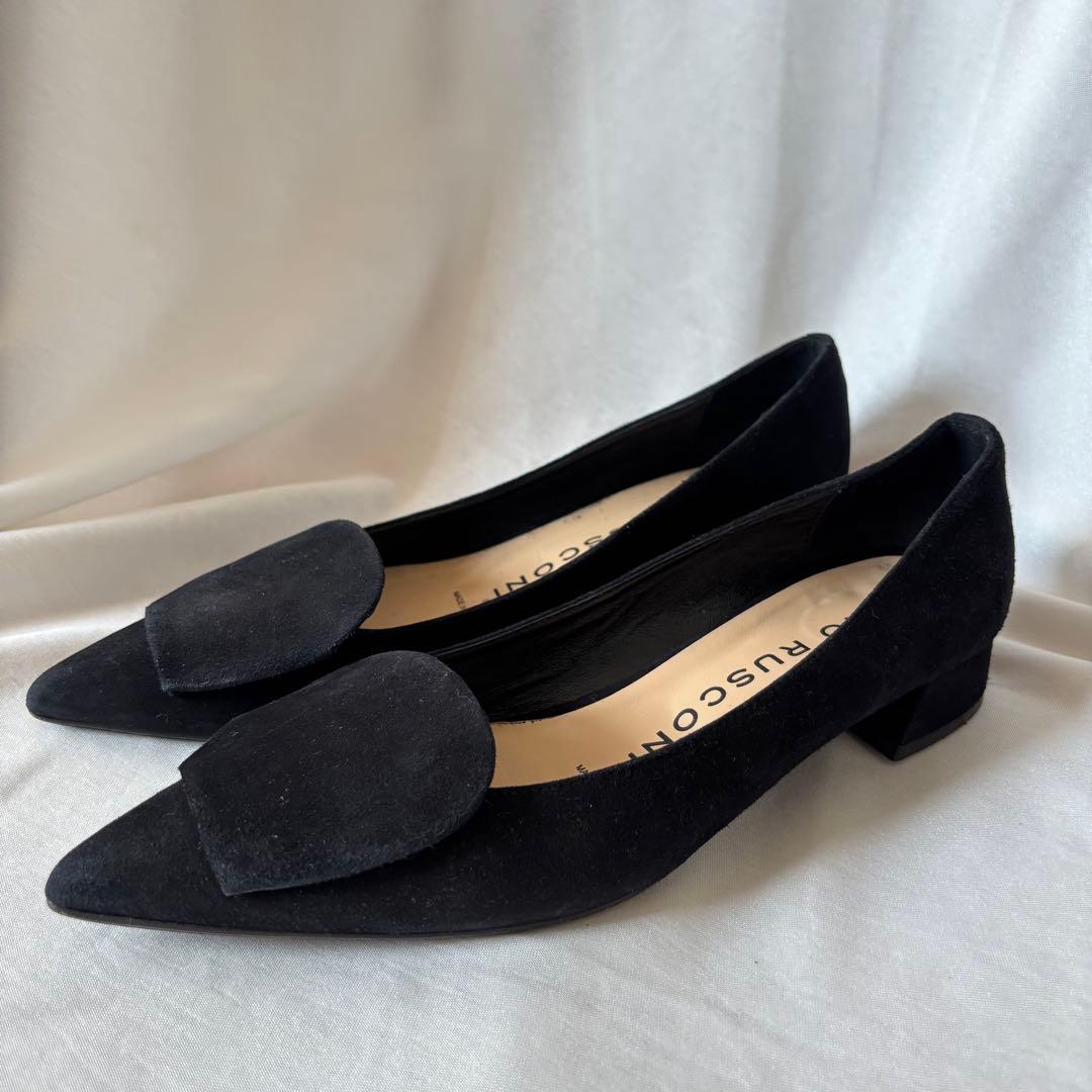 極美品★ FABIO RUSCONI ブラック フラットシューズ　37.5 黒 FABIO RUSCONI（ファビオルスコーニ） フラットシューズ （ブラック