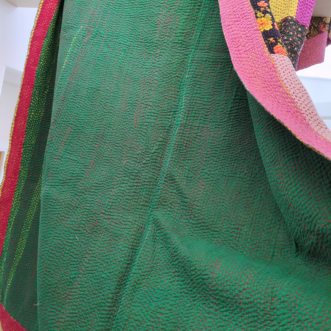 インド布 インテリア ラリーキルト カンタキルト ラグ マルチカバー