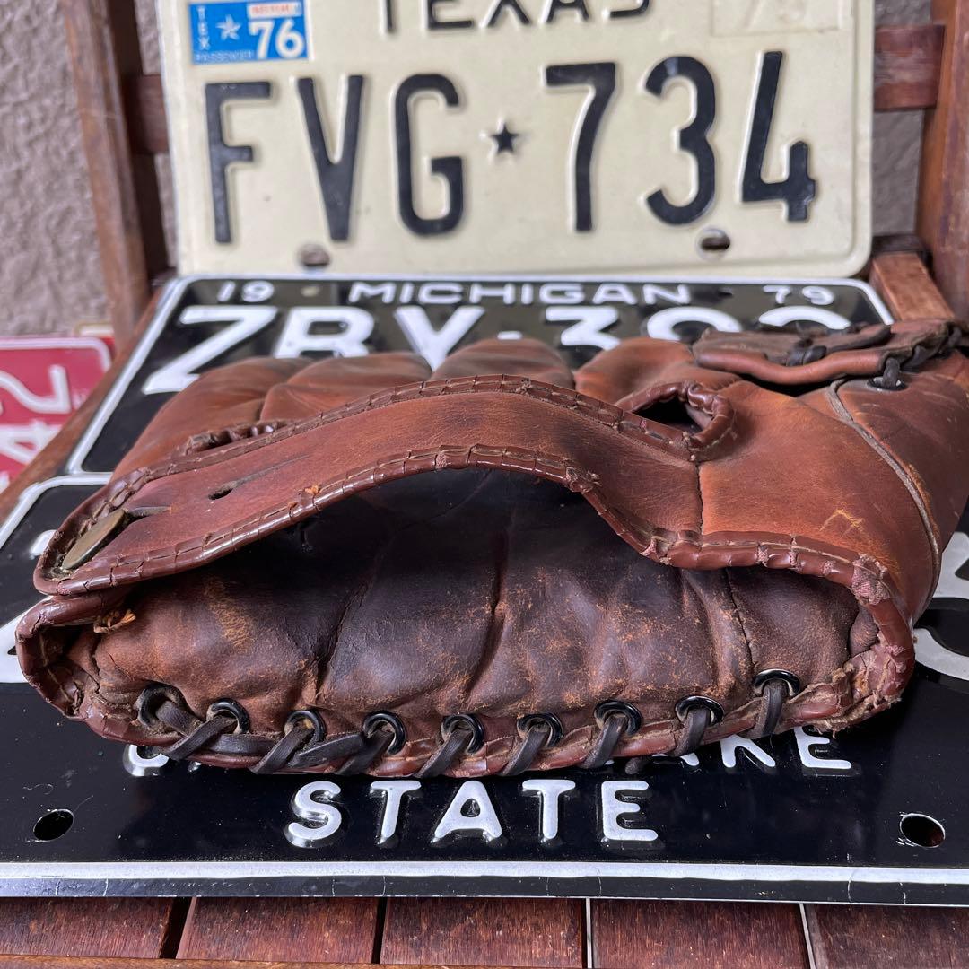 40's〜 OLDアメリカアンティーク野球グローブ 本革USAヴィンテージ雑貨