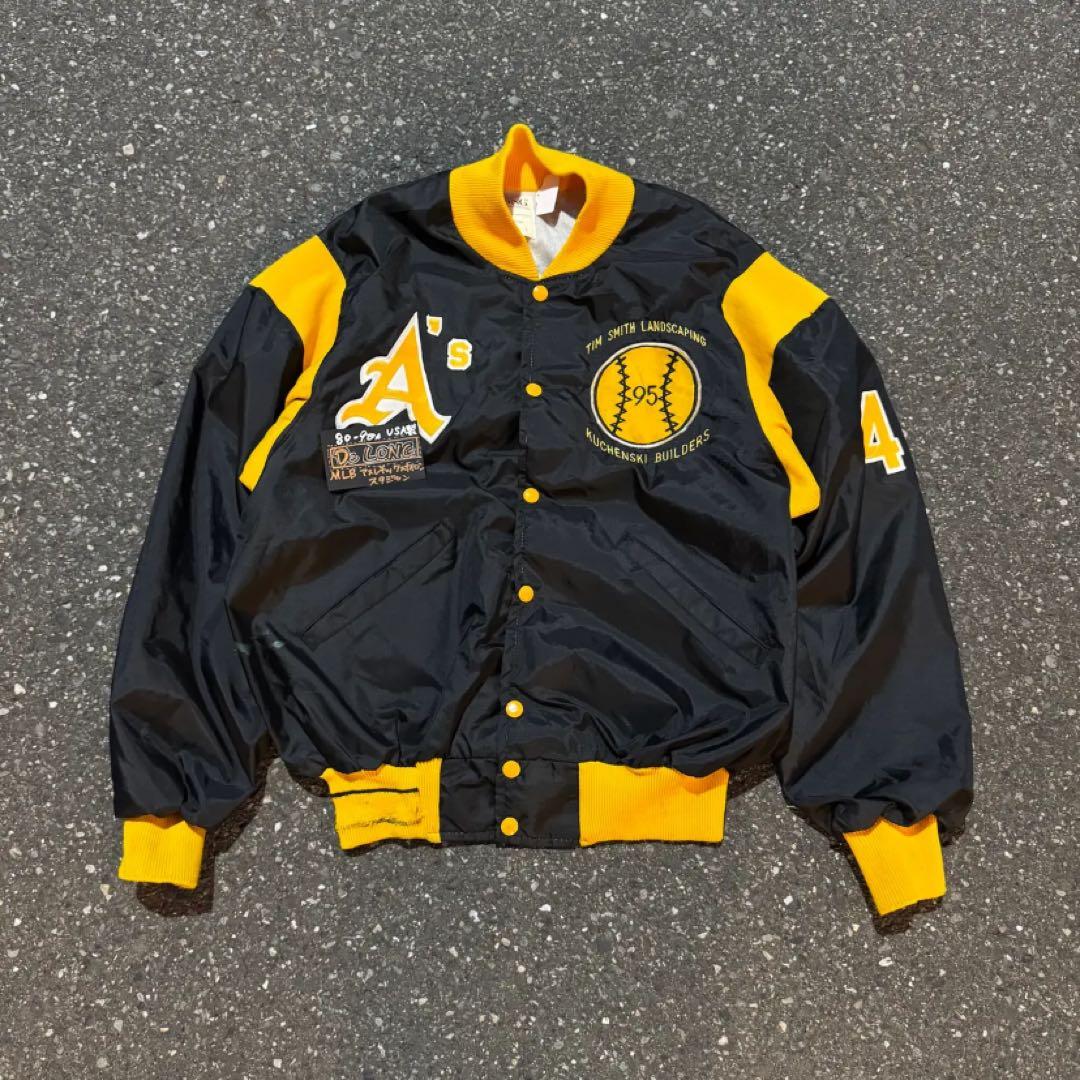 80-90s USA製 De LONG MLB アスレチックスナイロンスタジャン - メルカリ