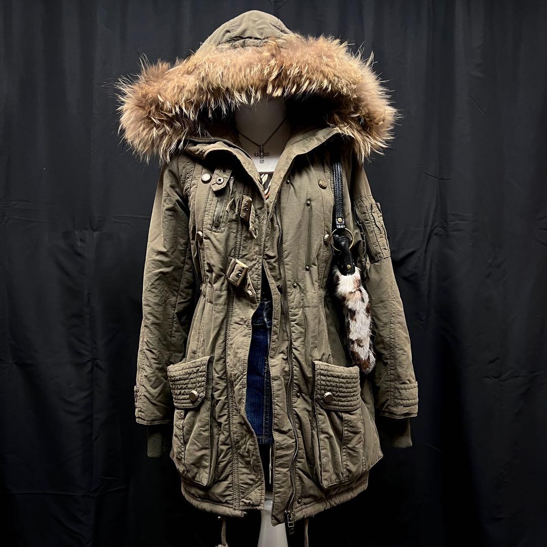 平成ギャル y2k グランジ ファー付き モッズコート ギミック リアル