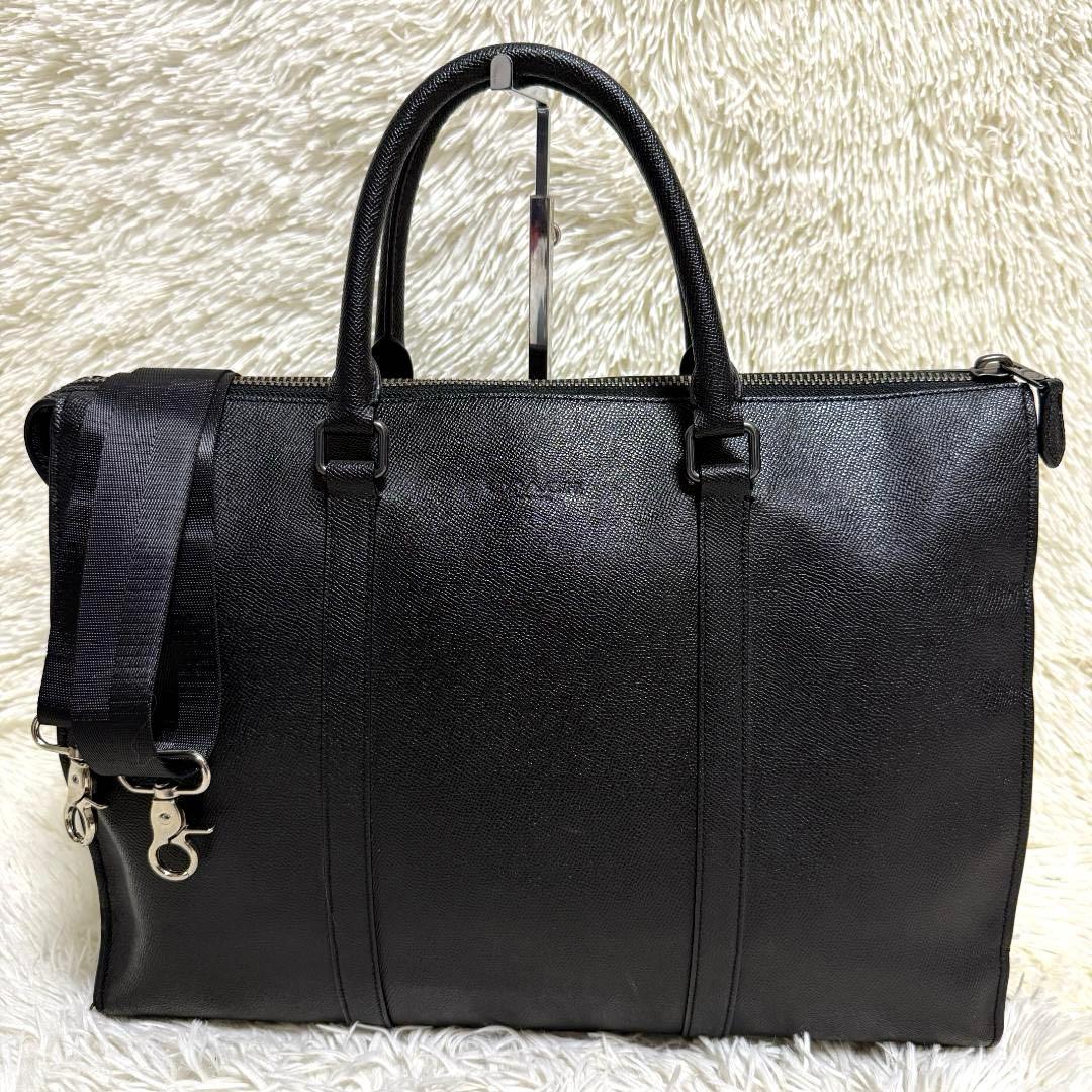 現行✨美品 コーチ グラハム ビジネスバッグ 2way 自立 A4可 黒 レザー