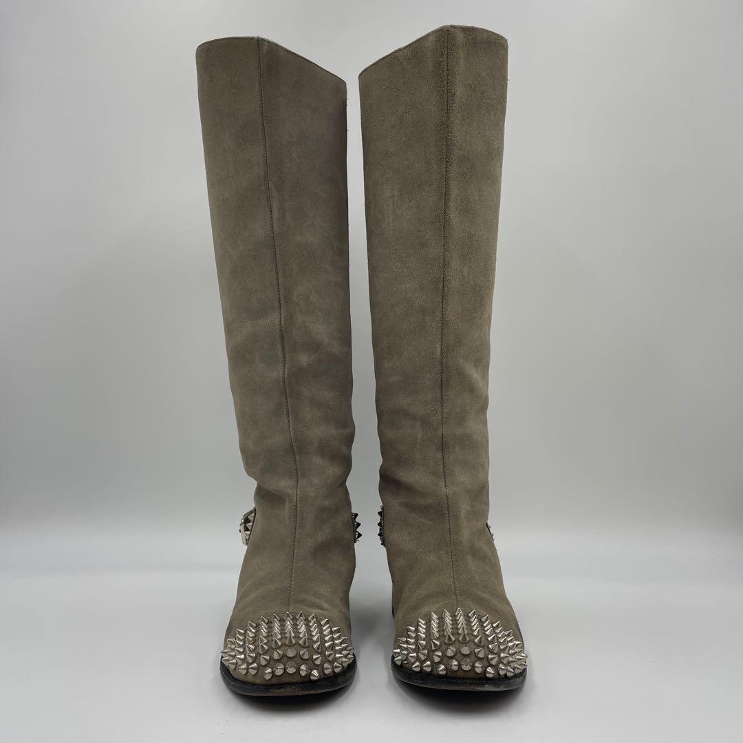 クリスチャンルブタン　スウェード　スパイク　ロングブーツ　24.5cm