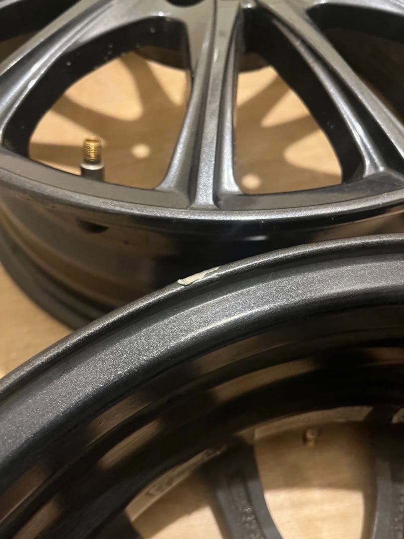送料込！美品！アルミホイール15インチ4H100 5.5J+45 ガンメタ4枚