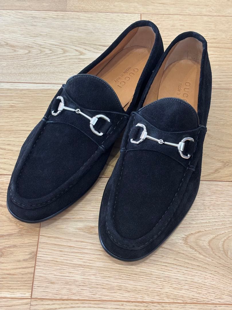 ✨新品未使用✨GUCCI ホースビットローファー 黒銀 10 2/1 28.5 新品未使用品】【GUCCI】グッチ ホースビット ローファー レザー