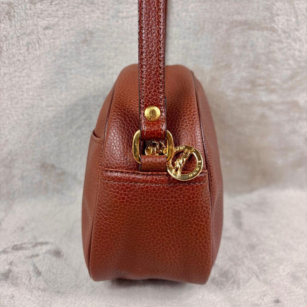未使用級 希少 ロンシャン ショルダーバッグ レザー ブラウン カメラ