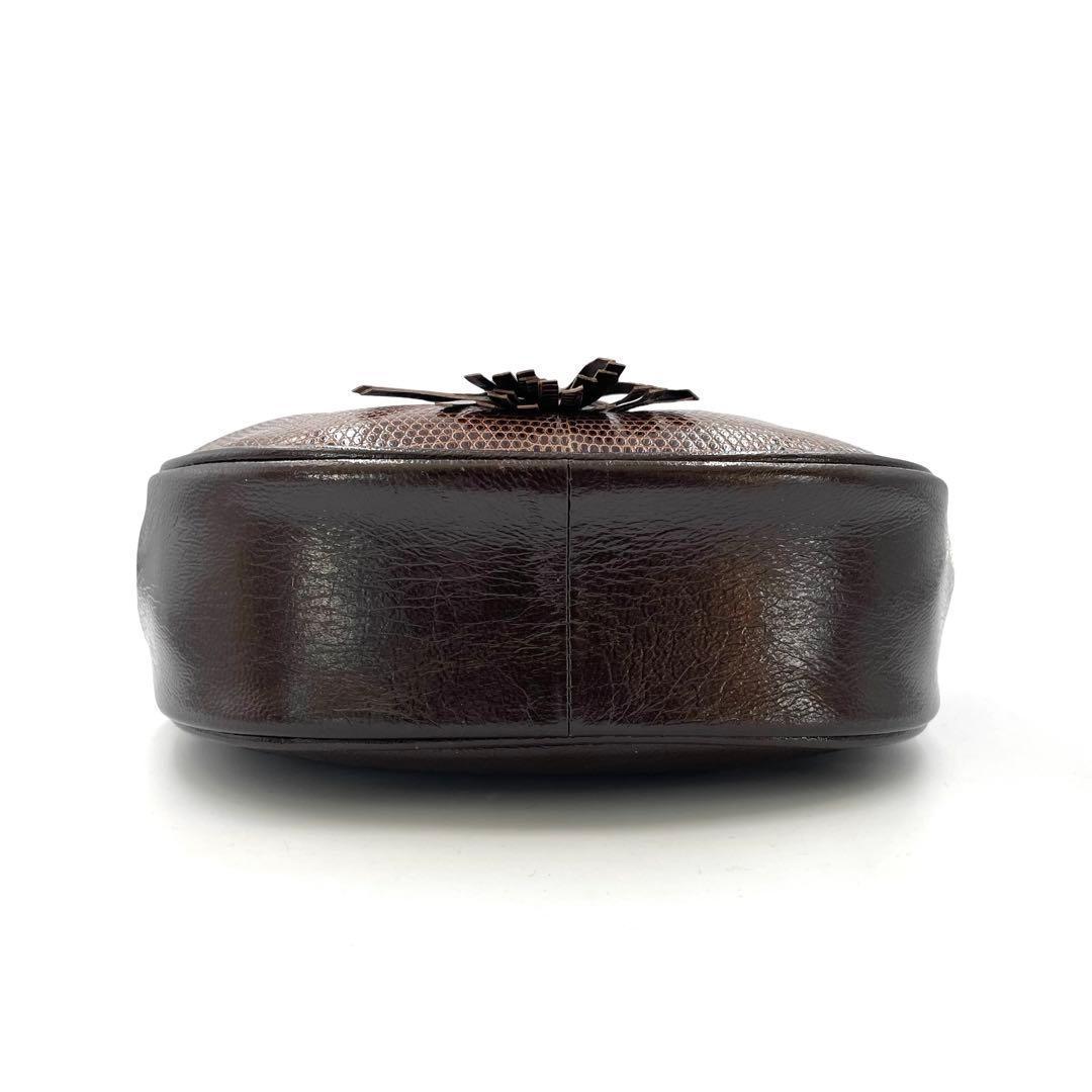 《超美品》サンローラン ショルダーバッグ リザード エキゾチック レザー 茶系