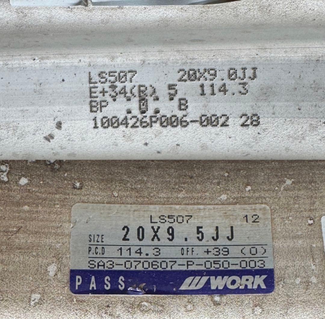 ★WORKワークLS507★20×9.0J、9.5J★+34、+39★114.3