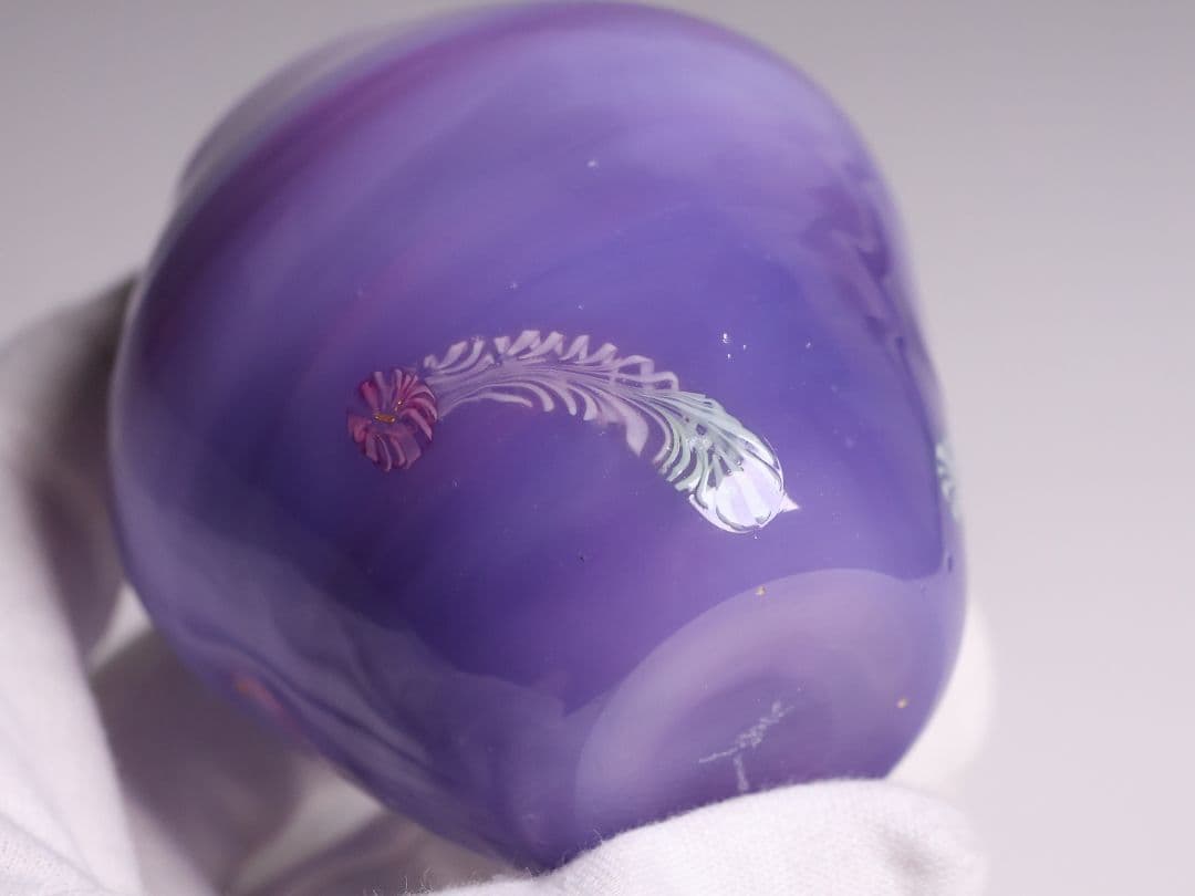 茶道具 船越美智代 ガラス茶入 ギヤマン 硝子 紫 マーブル【CM341