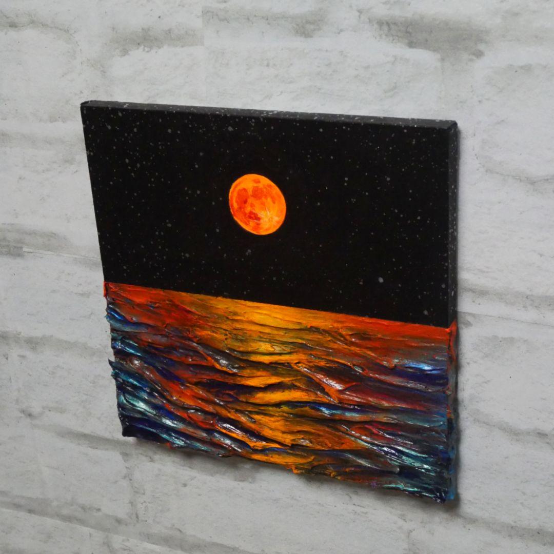 油絵 油彩 油彩画 絵 絵画 【オレンジ色の満月】 - メルカリ