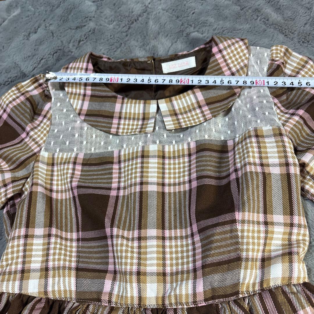 LizLisa ブラウン系チェック 半袖ワンピース - メルカリ