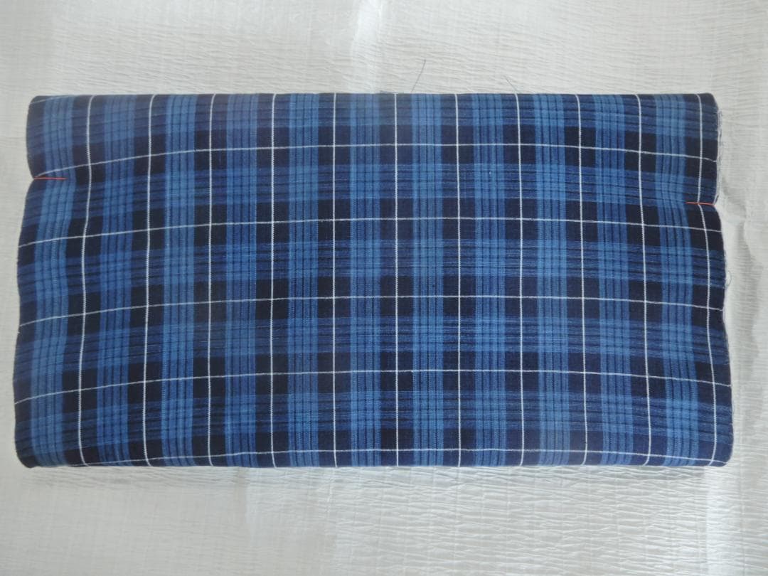 松阪木綿正藍染反物・格子織・入手困難色・12m保証・ワイド巾・新品