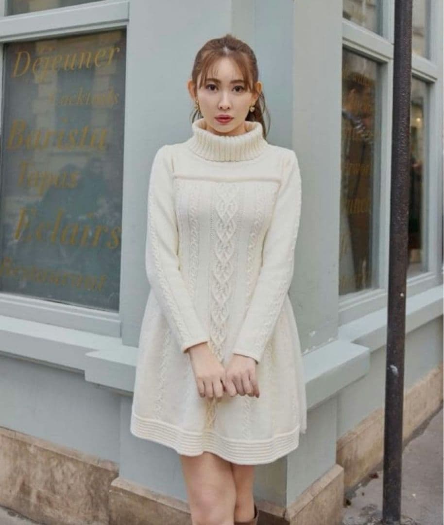 ワンピース herlipto Clara Cable Knit Dress S Clara Cable Knit Dress