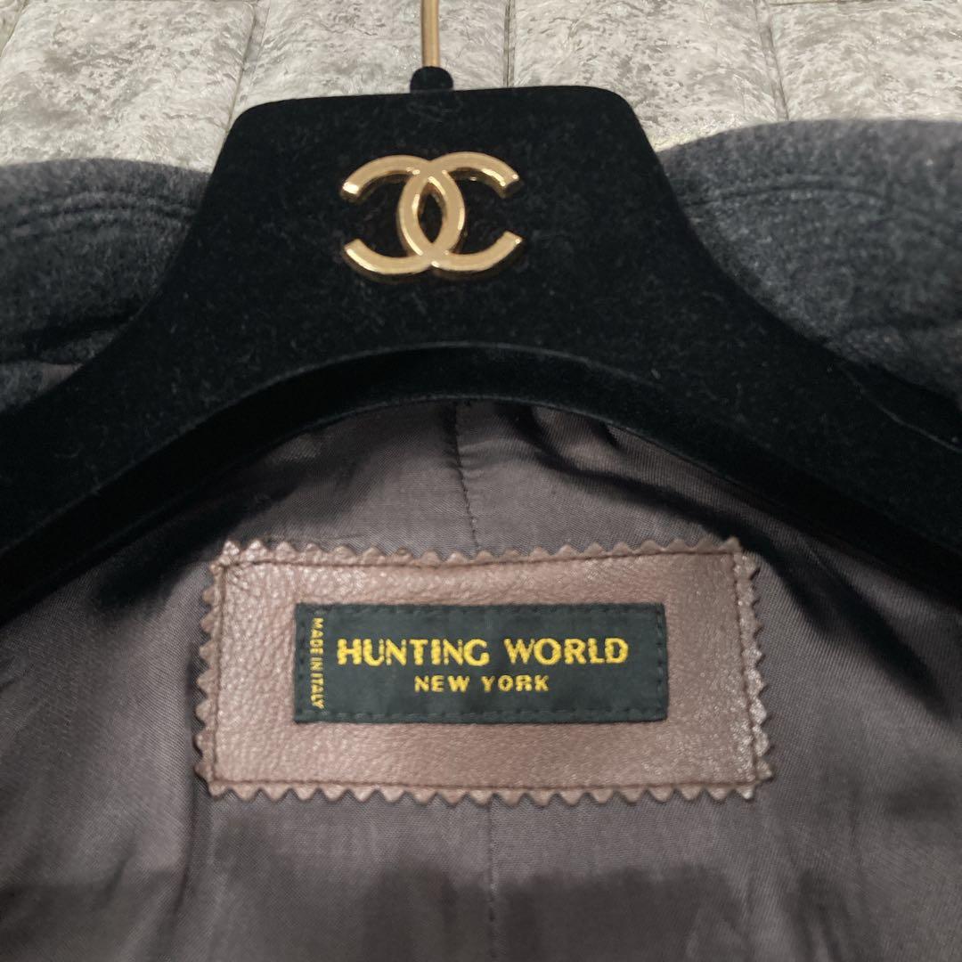 NU様専用 HUNTING WORLD ウールコート ロゴレザー イタリア製