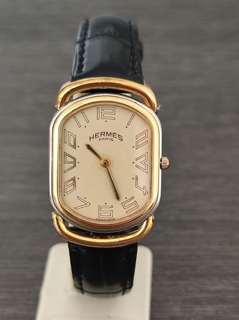稼働品 HERMES レディース腕時計 シャンパン色アラビア数字文字盤 フラヌール 八角形 アラビア数字 レディース 腕時計 選べる 革ベルト