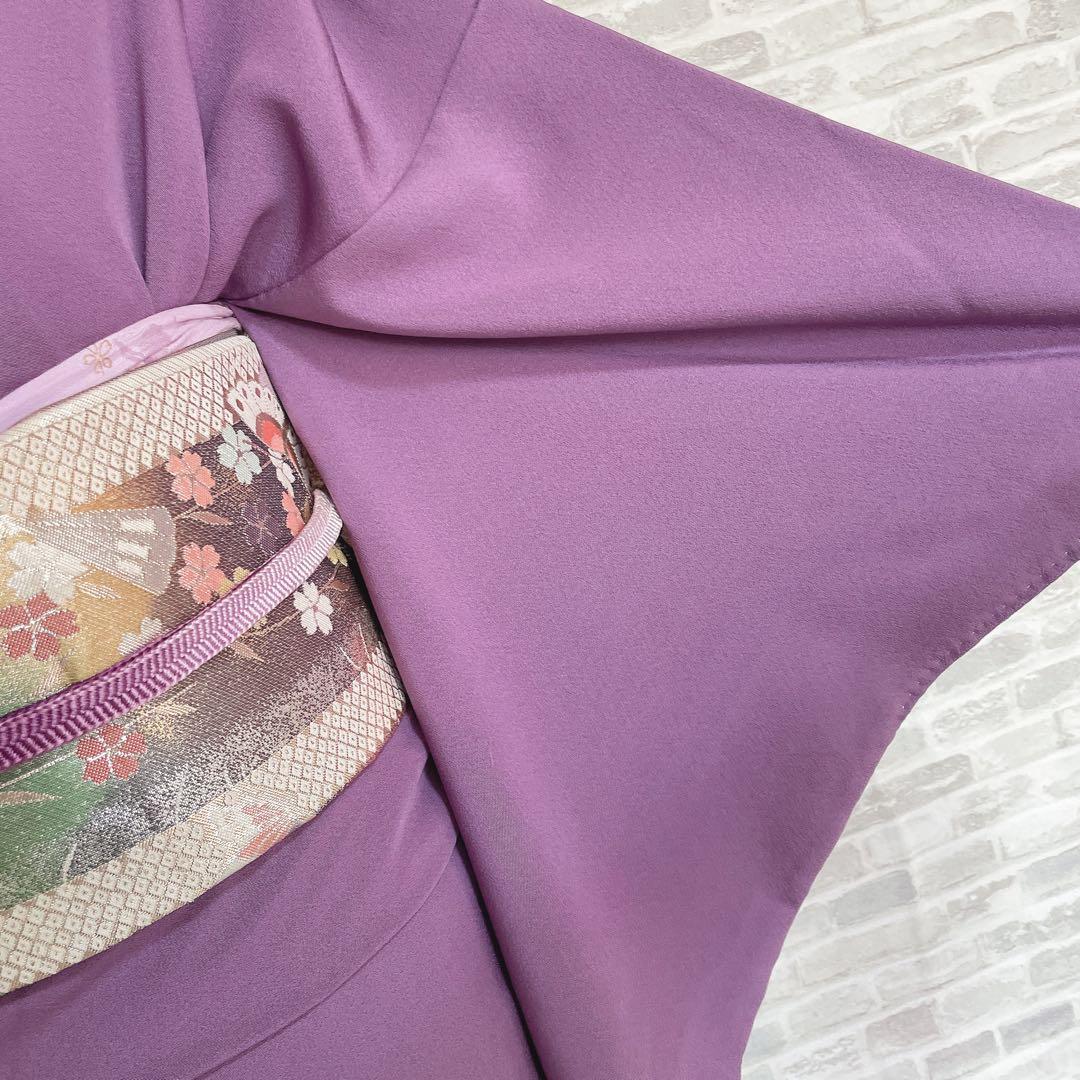 色無地 フルセット 紫 丸に剣片喰 シンプル 礼装 カジュアル 着物 I2