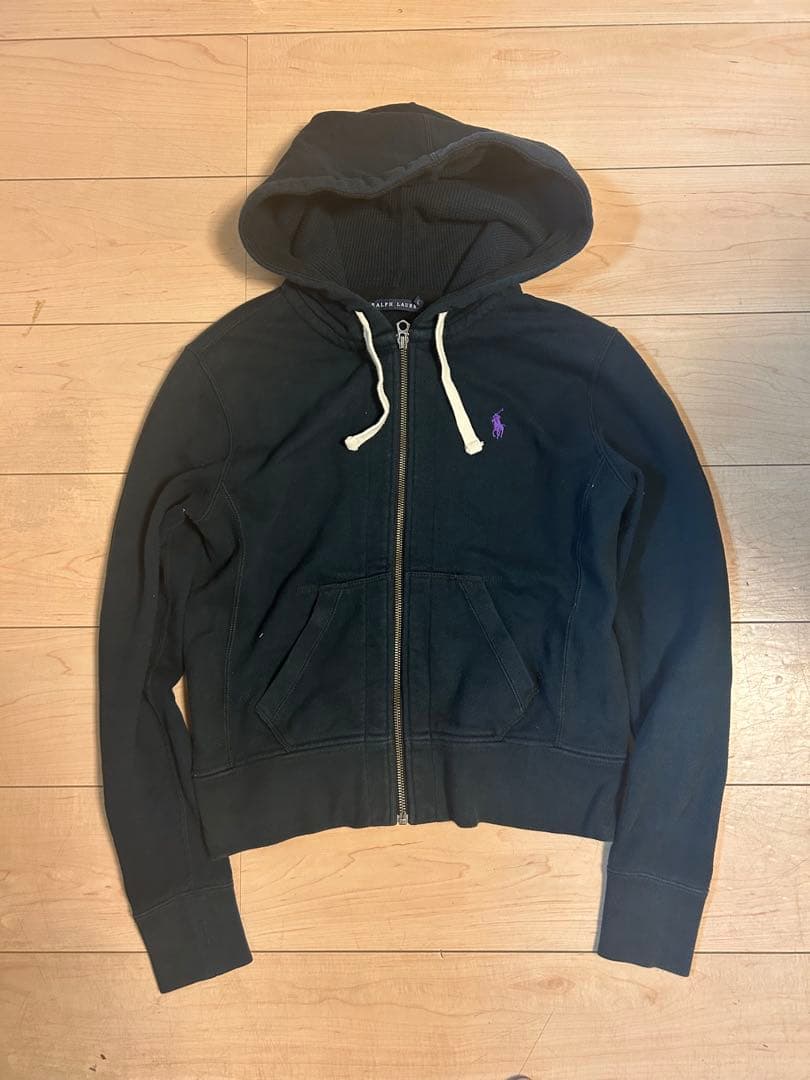 poloralphLauren ジップパーカー 短丈 黒 y2k swag - メルカリ