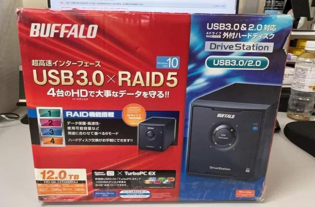BUFFALO 外付けハードディスク 12TB 未使用に近い 動作確認済み BUFFALO 外付けHDD USB-A接続 (Chrome/Mac/Windows11対応) ブラック