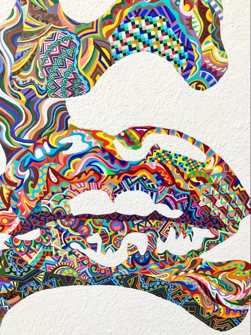 原画 絵画 F30 人物画 アクリル画 現代アート 細密画 大型 一点物