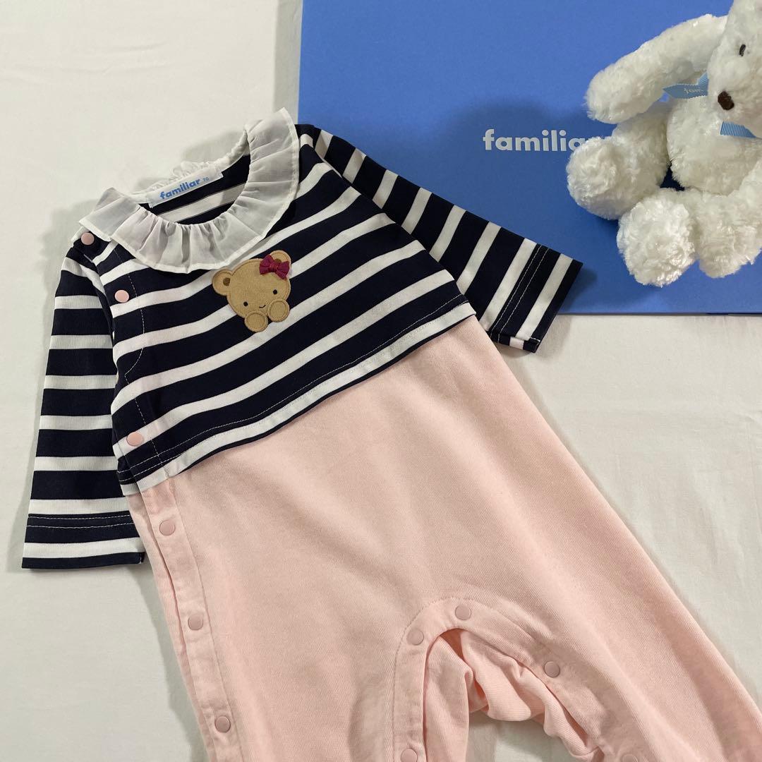 美品 カバーオール 女の子 襟付き 現行品 70 ベビー服 カバーオール 重ね着風 セパレート デザイン 花 キャミ 半袖