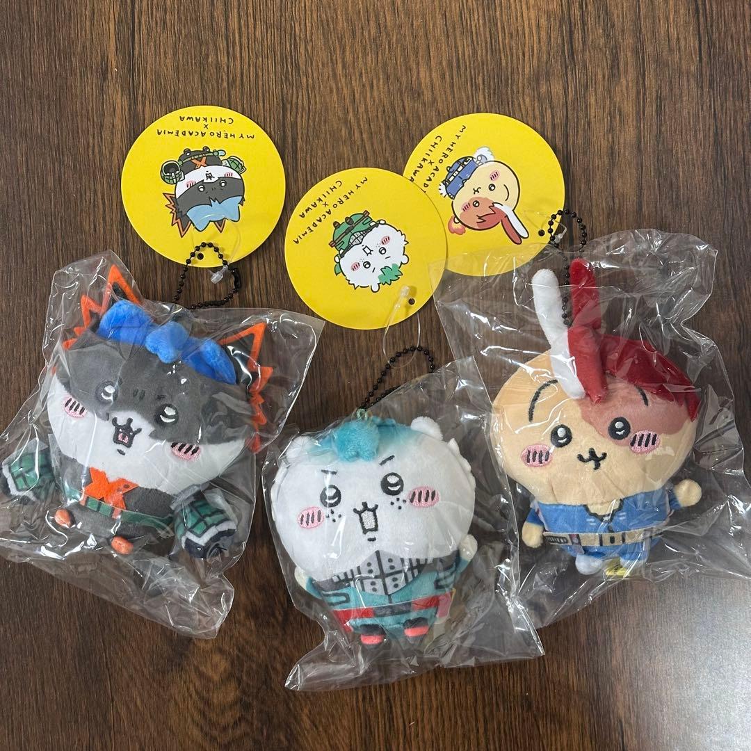 【正規品】ちいかわ　僕のヒーローアカデミア　ヒロアカ　マスコット　3点セット 僕のヒーローアカデミア×ちいかわ フィギュア～緑谷出久×ちいかわ