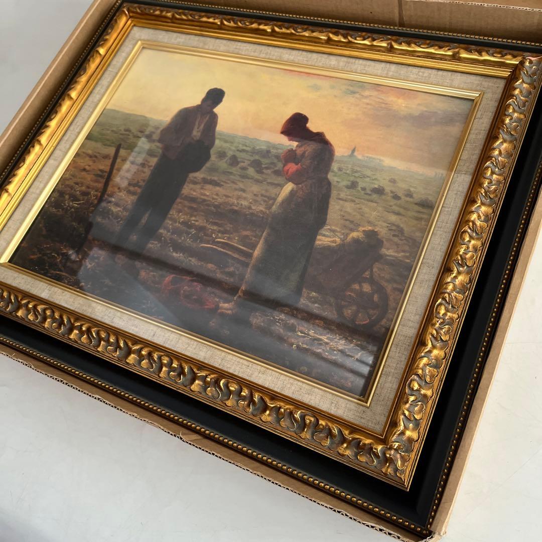 新品】ジャン=フランソワ・ミレー 晩鐘 絵画 複製画 高級額装ブラック