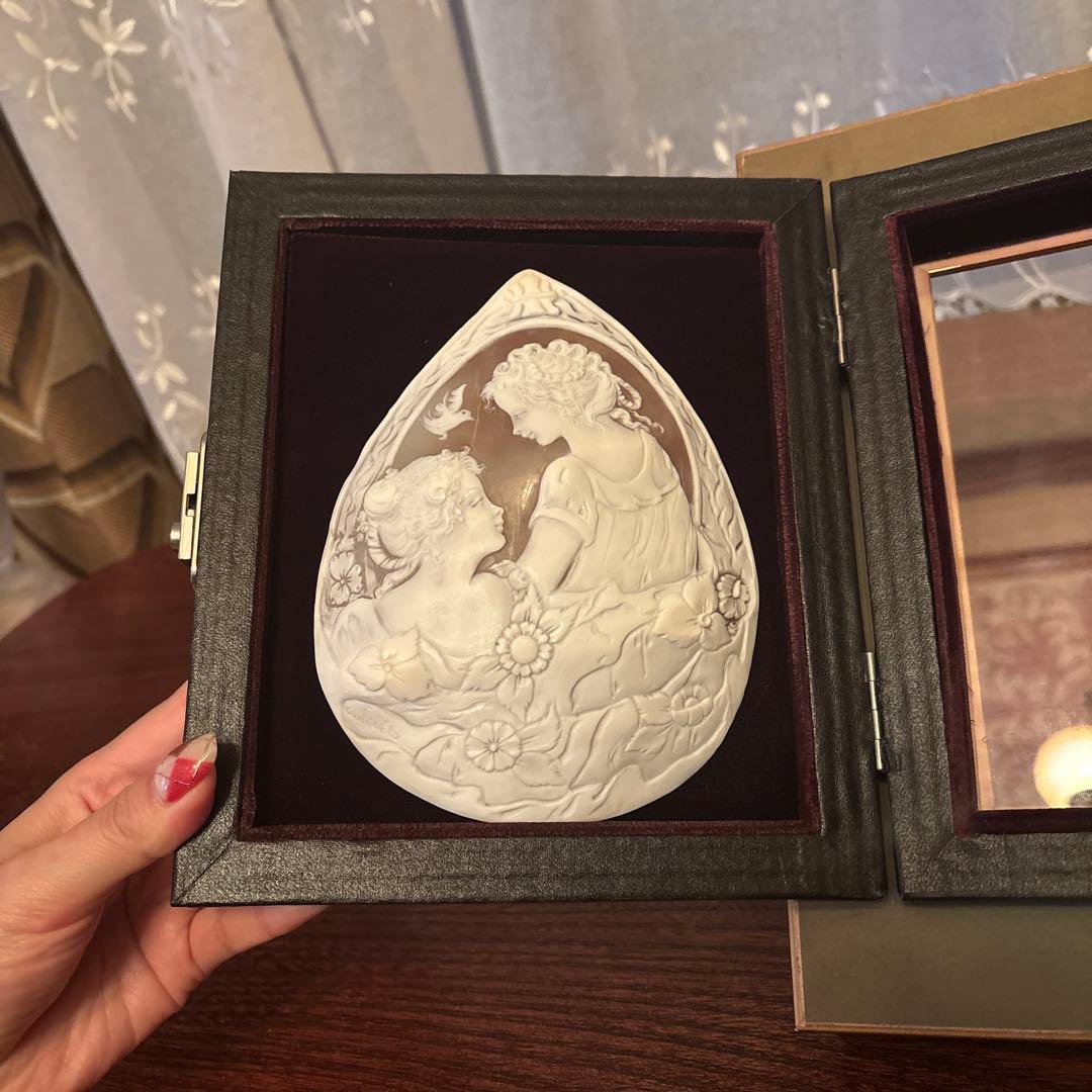 《美品》額装 カメオ 彫刻作品 伝統工芸品 額縁