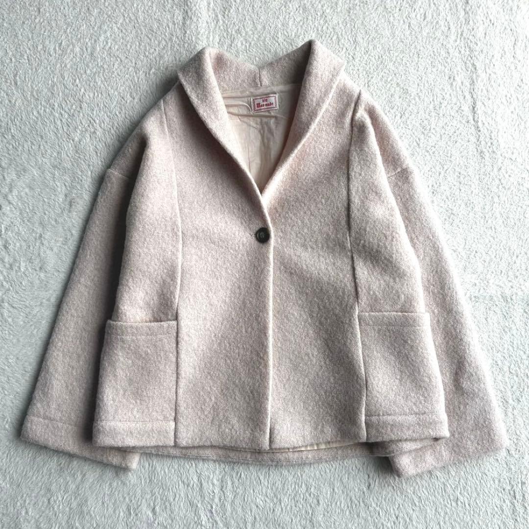 極美品 マオメイド 24AW プレスウール ショールカラー ショート丈 コート mao made（マオメイド） ジャケット ショート コート ショールカラー
