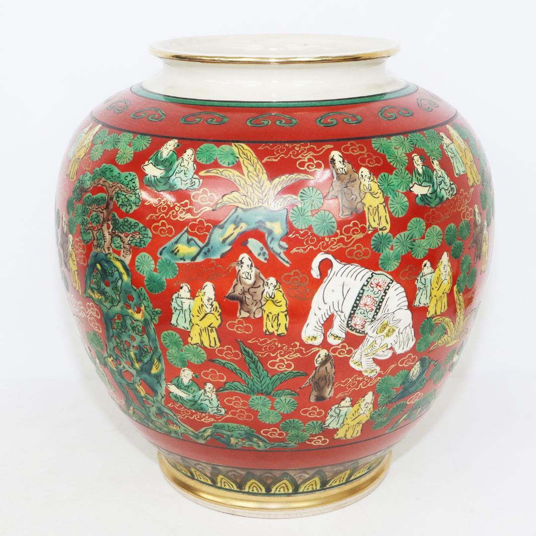 九谷焼 青木木米 九谷木米 壺 花器 赤絵人物像図 - メルカリ