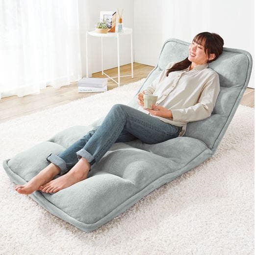 アウトレット】収納簡単低反発もこもこ座椅子 肘なしワイド グレー