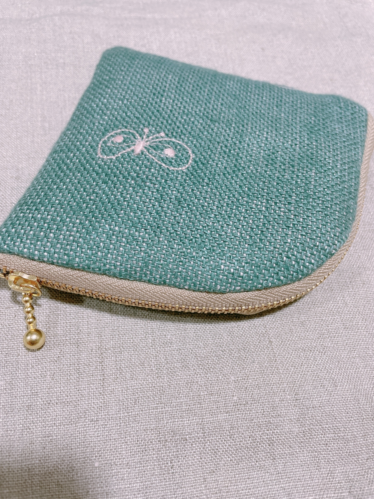 ミナペルホネン アネモネ生地使用 ミント色 巾着バッグ - GOGO GALLERY