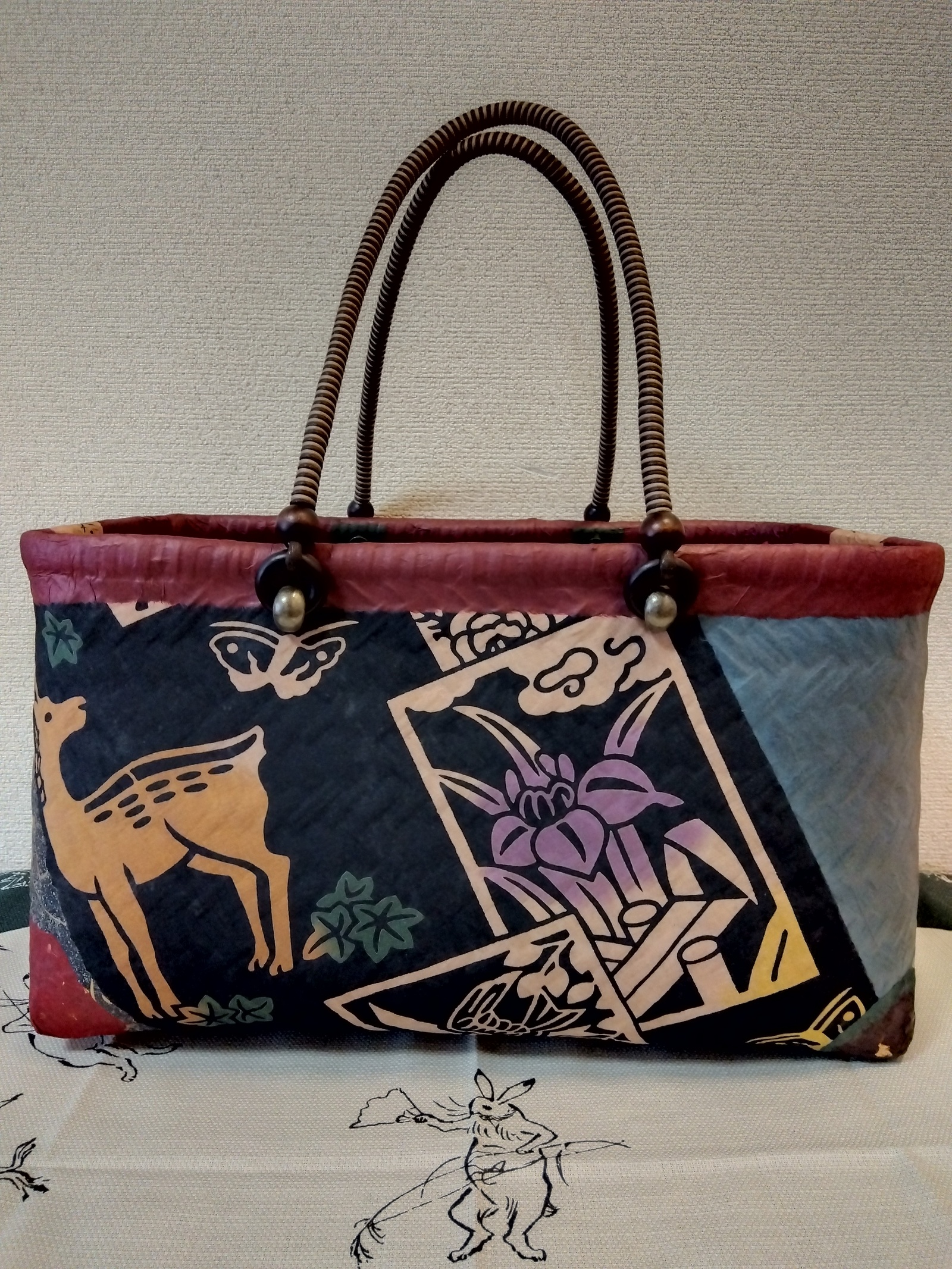 一閑張りかご（風神雷神と古文書・東山和紙） - riego55 | minne byGMO