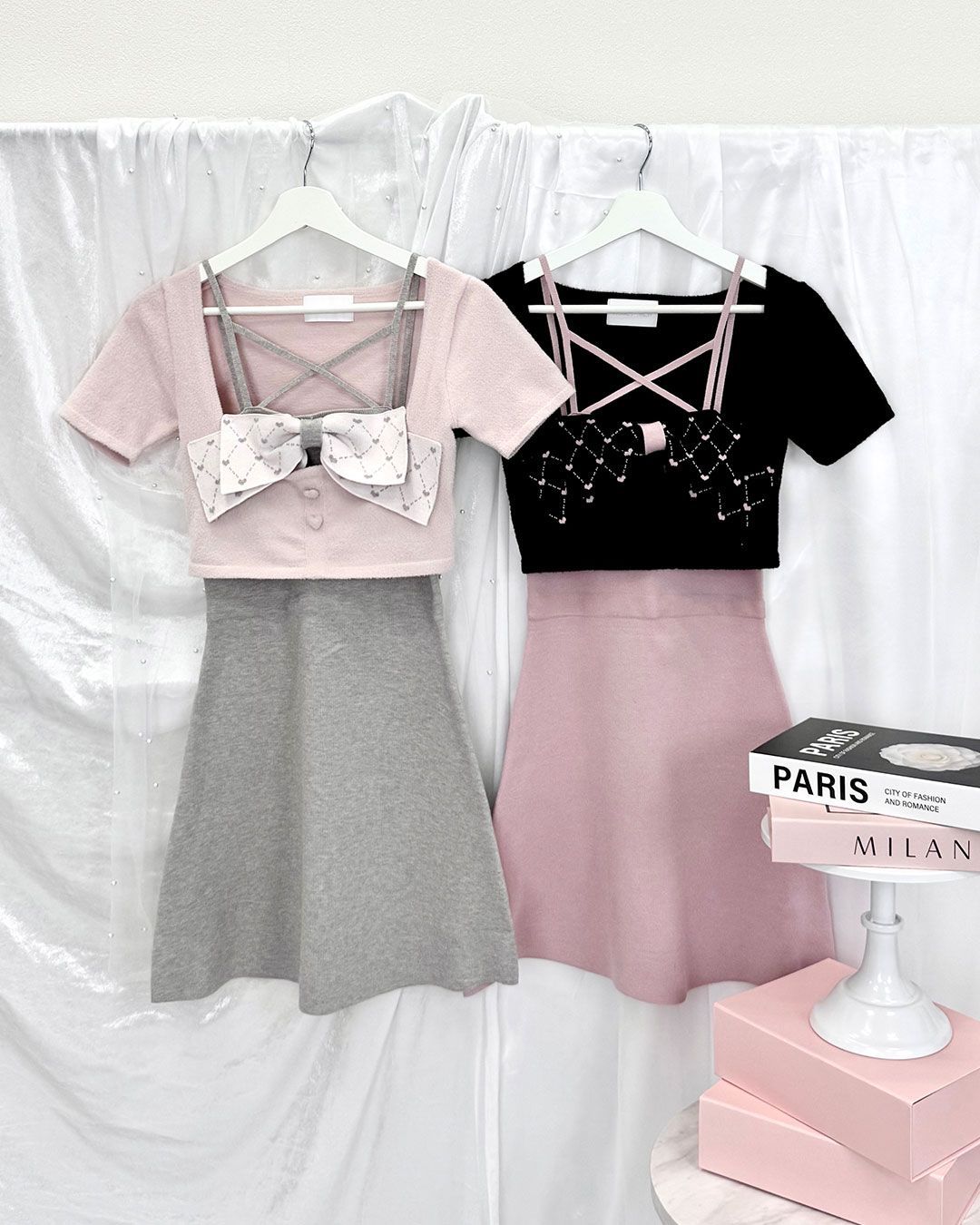 モノグラムリボンアンサンブルワンピース ピンク | ファッション通販