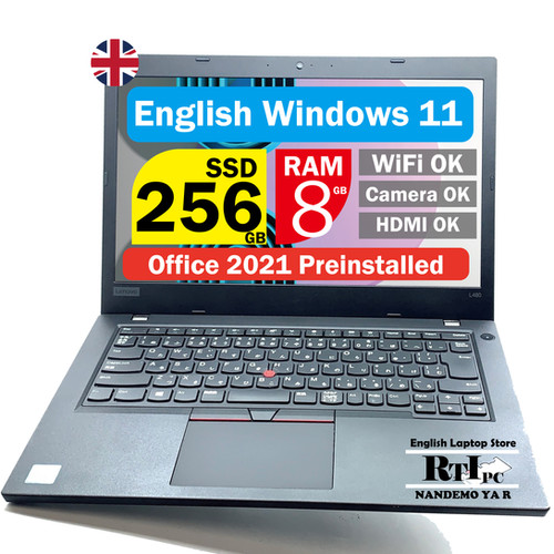 English OS Laptop Thinkpad L480 Core i5-8250U, Memory 8GB, SSD