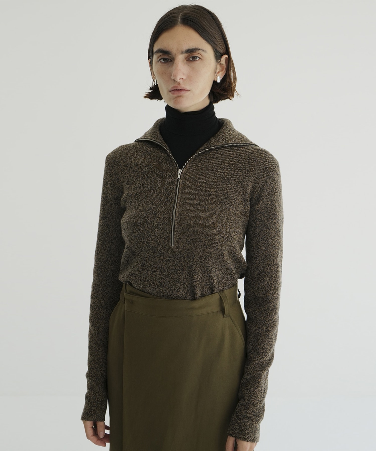 ZIP UP TURTLE KNIT TOPS(1 MULTI): CLANE: WOMENS｜ STUDIOUS ONLINE