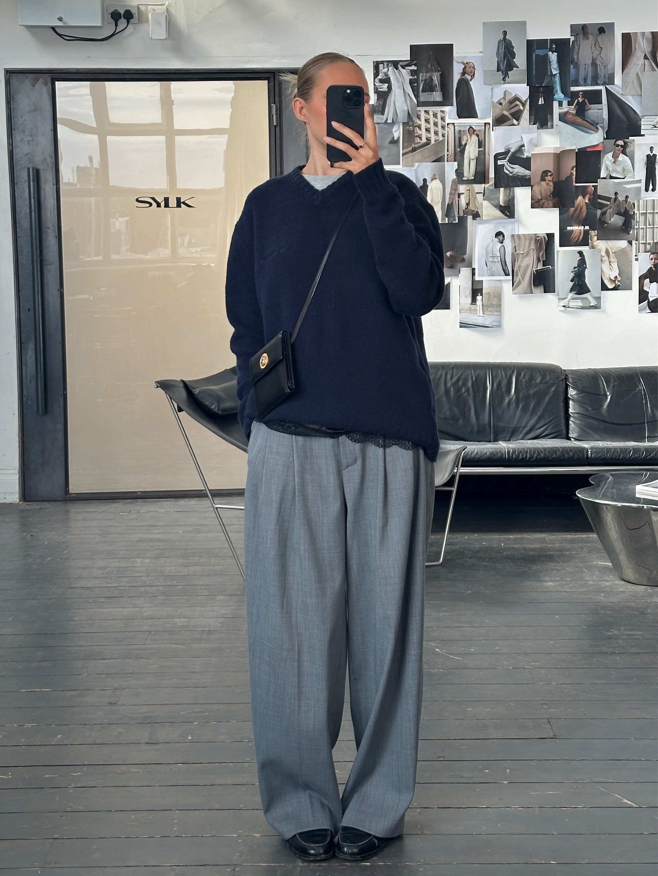 Armani Jeans 1990s Pure Wool Knitted Logo Jumper - L/XL